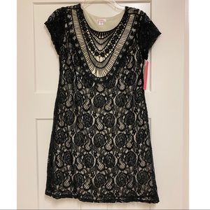 NWT Sz Medium Xhilaration Black Tan Lace Dress